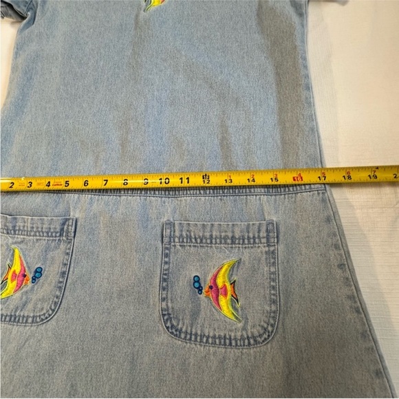 Vintage x Blue J Blue and Yellow Mini Dress Casual Crew Neck Short Sleeve, - Picture 5 of 8